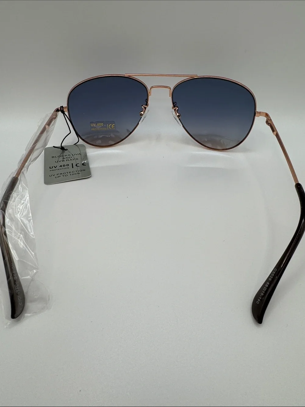 Bershka Rose Gold Frame Sunglasses with Gradient Blue Lenses